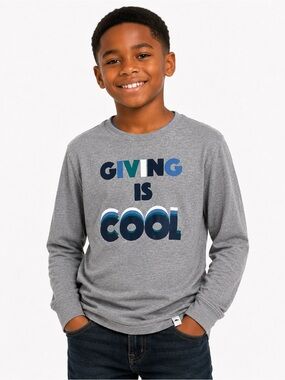 Tommy Bahama Giving Is Cool Gray Long-Sleeve Kids Tee Large (10-12)